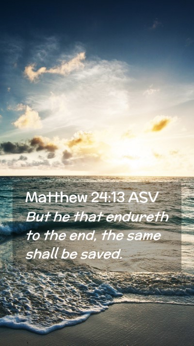 Picture 02 - Matthew 24:13 ASV Mobile Phone Wallpaper - But he that endureth to the end, the same shall - Mobile Bible Verse Wallpaper