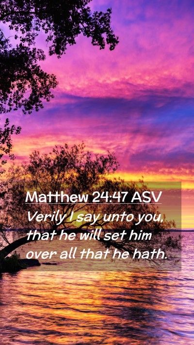 Picture 02 - Matthew 24:47 ASV Mobile Phone Wallpaper - Verily I say unto you, that he will set him over - Mobile Bible Verse Wallpaper