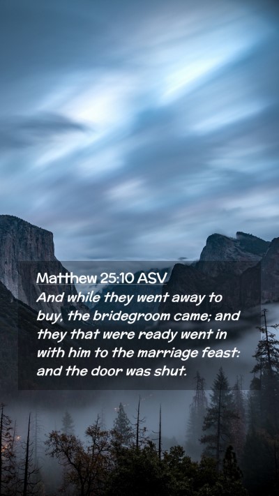 Picture 02 - Matthew 25:10 ASV Mobile Phone Wallpaper - And while they went away to buy, the bridegroom - Mobile Bible Verse Wallpaper