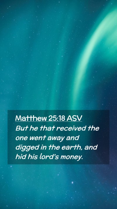Picture 02 - Matthew 25:18 ASV Mobile Phone Wallpaper - But he that received the one went away and digged - Mobile Bible Verse Wallpaper