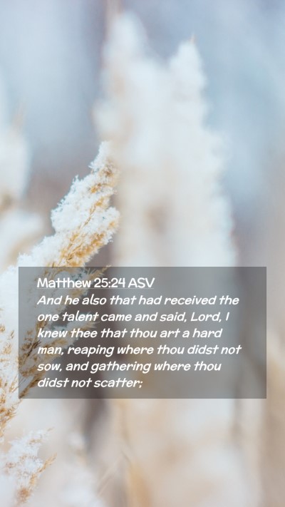 Picture 02 - Matthew 25:24 ASV Mobile Phone Wallpaper - And he also that had received the one talent came - Mobile Bible Verse Wallpaper