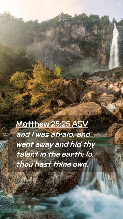 Picture 02 - Matthew 25:25 ASV Mobile Phone Wallpaper - and I was afraid, and went away and hid thy - Mobile Bible Verse Wallpaper