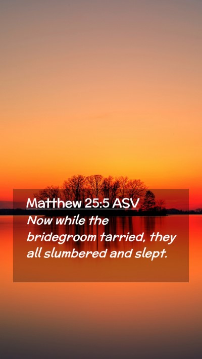Picture 02 - Matthew 25:5 ASV Mobile Phone Wallpaper - Now while the bridegroom tarried, they all - Mobile Bible Verse Wallpaper