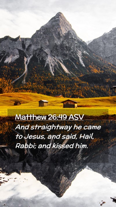 Picture 02 - Matthew 26:49 ASV Mobile Phone Wallpaper - And straightway he came to Jesus, and said, Hail, - Mobile Bible Verse Wallpaper
