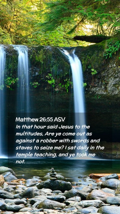 Picture 02 - Matthew 26:55 ASV Mobile Phone Wallpaper - In that hour said Jesus to the multitudes, Are ye - Mobile Bible Verse Wallpaper