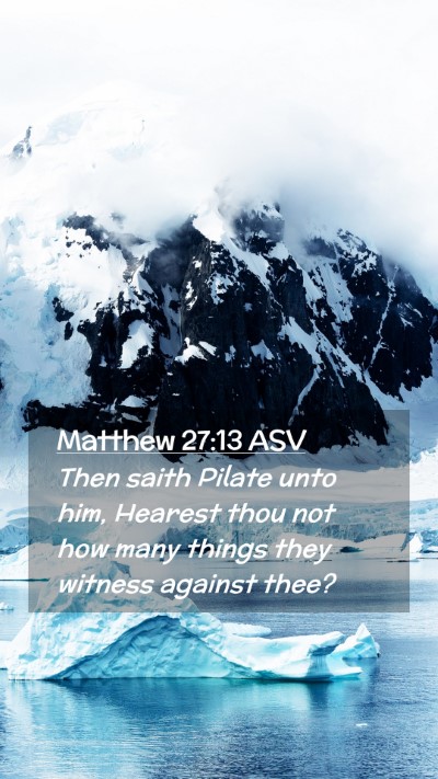 Picture 02 - Matthew 27:13 ASV Mobile Phone Wallpaper - Then saith Pilate unto him, Hearest thou not how - Mobile Bible Verse Wallpaper