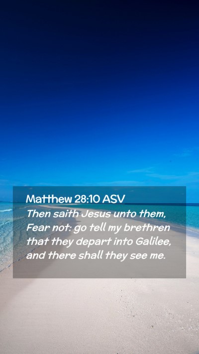 Picture 02 - Matthew 28:10 ASV Mobile Phone Wallpaper - Then saith Jesus unto them, Fear not: go tell my - Mobile Bible Verse Wallpaper