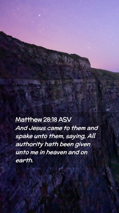 Picture 02 - Matthew 28:18 ASV Mobile Phone Wallpaper - And Jesus came to them and spake unto them, - Mobile Bible Verse Wallpaper