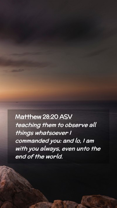 Picture 02 - Matthew 28:20 ASV Mobile Phone Wallpaper - teaching them to observe all things whatsoever I - Mobile Bible Verse Wallpaper