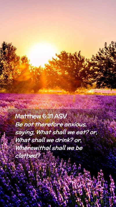 Picture 02 - Matthew 6:31 ASV Mobile Phone Wallpaper - Be not therefore anxious, saying, What shall we - Mobile Bible Verse Wallpaper
