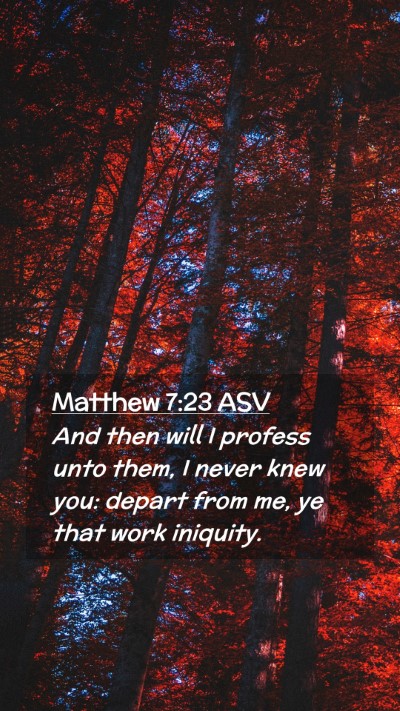 Picture 02 - Matthew 7:23 ASV Mobile Phone Wallpaper - And then will I profess unto them, I never knew - Mobile Bible Verse Wallpaper