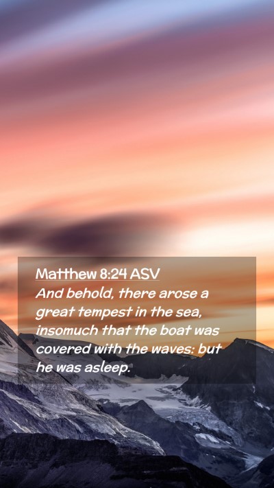 Picture 02 - Matthew 8:24 ASV Mobile Phone Wallpaper - And behold, there arose a great tempest in the - Mobile Bible Verse Wallpaper