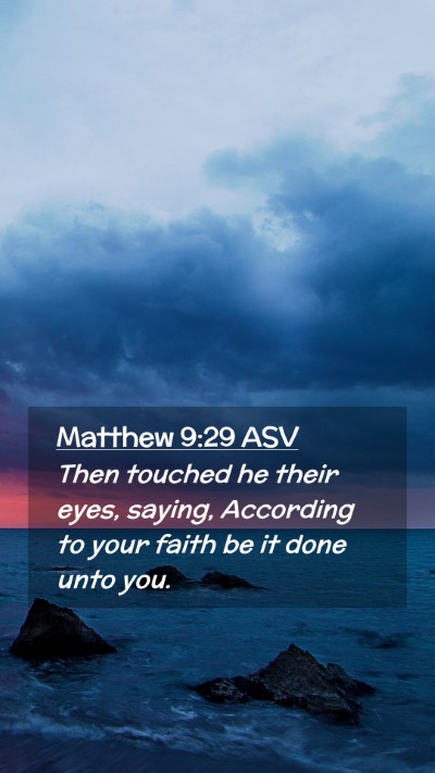 Picture 02 - Matthew 9:29 ASV Mobile Phone Wallpaper - Then touched he their eyes, saying, According to - Mobile Bible Verse Wallpaper