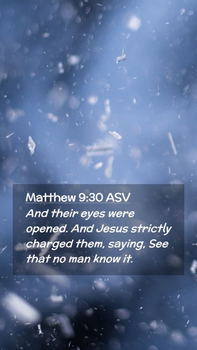 Picture 02 - Matthew 9:30 ASV Mobile Phone Wallpaper - And their eyes were opened. And Jesus strictly - Mobile Bible Verse Wallpaper