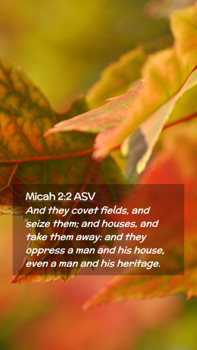 Picture 02 - Micah 2:2 ASV Mobile Phone Wallpaper - And they covet fields, and seize them; and - Mobile Bible Verse Wallpaper