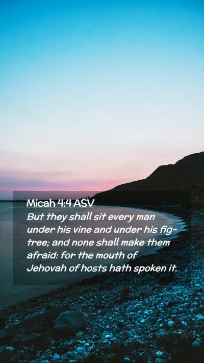 Picture 02 - Micah 4:4 ASV Mobile Phone Wallpaper - But they shall sit every man under his vine and - Mobile Bible Verse Wallpaper