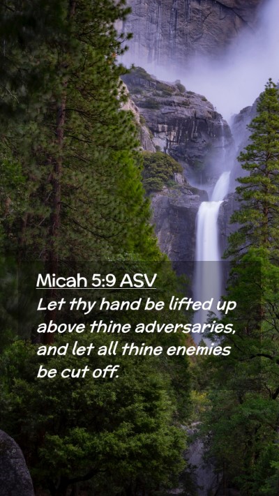 Picture 02 - Micah 5:9 ASV Mobile Phone Wallpaper - Let thy hand be lifted up above thine - Mobile Bible Verse Wallpaper
