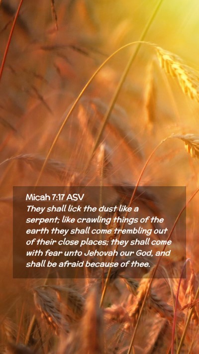 Picture 02 - Micah 7:17 ASV Mobile Phone Wallpaper - They shall lick the dust like a serpent; like - Mobile Bible Verse Wallpaper