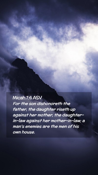 Picture 02 - Micah 7:6 ASV Mobile Phone Wallpaper - For the son dishonoreth the father, the daughter - Mobile Bible Verse Wallpaper