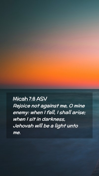 Picture 02 - Micah 7:8 ASV Mobile Phone Wallpaper - Rejoice not against me, O mine enemy: when I - Mobile Bible Verse Wallpaper