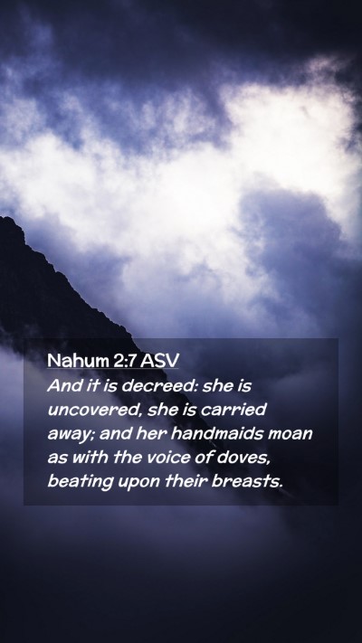 Picture 02 - Nahum 2:7 ASV Mobile Phone Wallpaper - And it is decreed: she is uncovered, she is - Mobile Bible Verse Wallpaper