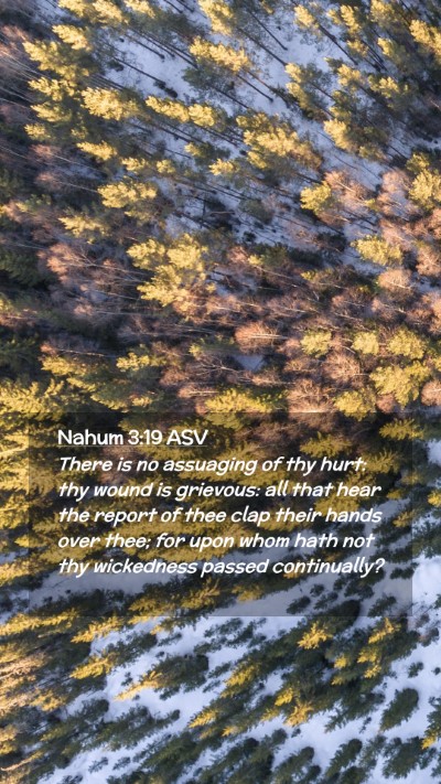 Picture 02 - Nahum 3:19 ASV Mobile Phone Wallpaper - There is no assuaging of thy hurt: thy wound is - Mobile Bible Verse Wallpaper