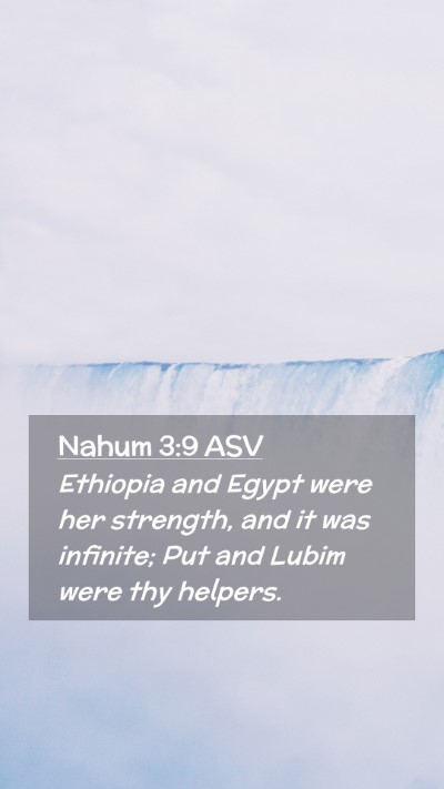 Picture 02 - Nahum 3:9 ASV Mobile Phone Wallpaper - Ethiopia and Egypt were her strength, and it was - Mobile Bible Verse Wallpaper