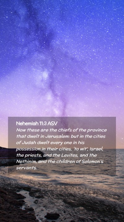 Picture 02 - Nehemiah 11:3 ASV Mobile Phone Wallpaper - Now these are the chiefs of the province that - Mobile Bible Verse Wallpaper