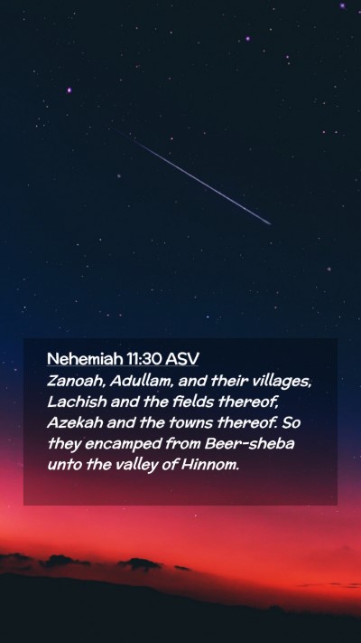 Picture 02 - Nehemiah 11:30 ASV Mobile Phone Wallpaper - Zanoah, Adullam, and their villages, Lachish and - Mobile Bible Verse Wallpaper