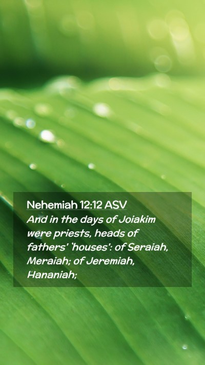 Picture 02 - Nehemiah 12:12 ASV Mobile Phone Wallpaper - And in the days of Joiakim were priests, heads of - Mobile Bible Verse Wallpaper