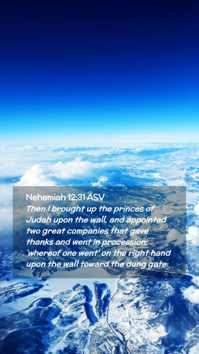 Picture 02 - Nehemiah 12:31 ASV Mobile Phone Wallpaper - Then I brought up the princes of Judah upon the - Mobile Bible Verse Wallpaper