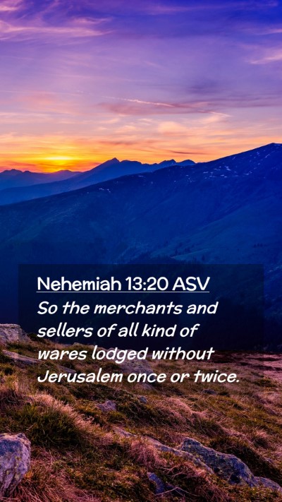 Picture 02 - Nehemiah 13:20 ASV Mobile Phone Wallpaper - So the merchants and sellers of all kind of wares - Mobile Bible Verse Wallpaper