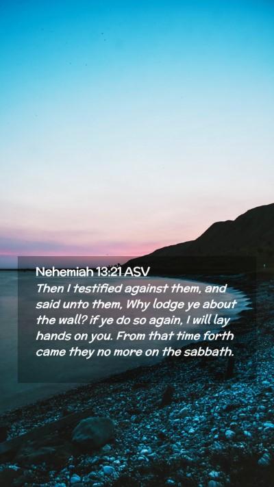 Picture 02 - Nehemiah 13:21 ASV Mobile Phone Wallpaper - Then I testified against them, and said unto - Mobile Bible Verse Wallpaper