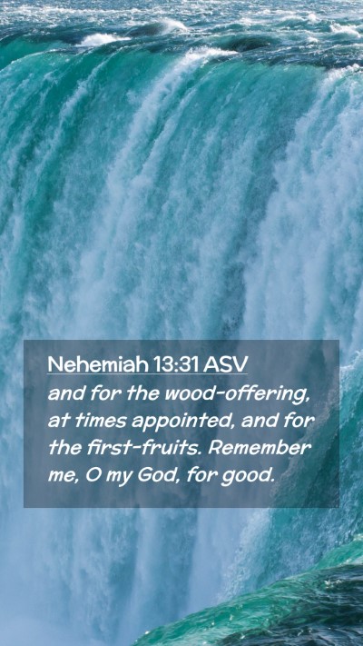 Picture 02 - Nehemiah 13:31 ASV Mobile Phone Wallpaper - and for the wood-offering, at times appointed, - Mobile Bible Verse Wallpaper
