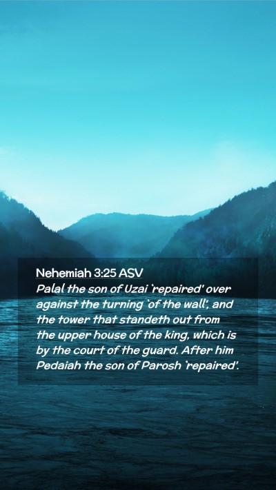 Picture 02 - Nehemiah 3:25 ASV Mobile Phone Wallpaper - Palal the son of Uzai `repaired' over against the - Mobile Bible Verse Wallpaper