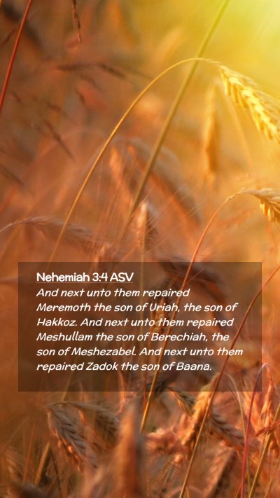 Picture 02 - Nehemiah 3:4 ASV Mobile Phone Wallpaper - And next unto them repaired Meremoth the son of - Mobile Bible Verse Wallpaper