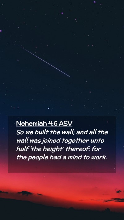 Picture 02 - Nehemiah 4:6 ASV Mobile Phone Wallpaper - So we built the wall; and all the wall was joined - Mobile Bible Verse Wallpaper
