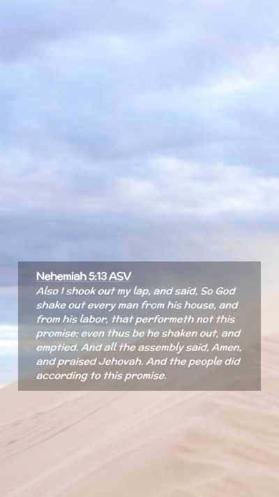 Picture 02 - Nehemiah 5:13 ASV Mobile Phone Wallpaper - Also I shook out my lap, and said, So God shake - Mobile Bible Verse Wallpaper