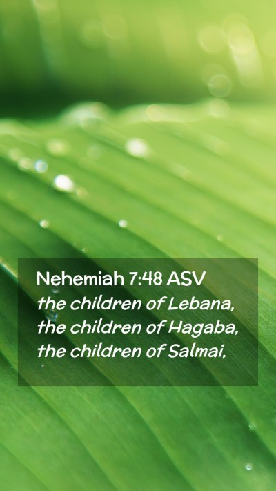 Picture 02 - Nehemiah 7:48 ASV Mobile Phone Wallpaper - the children of Lebana, the children of Hagaba, - Mobile Bible Verse Wallpaper