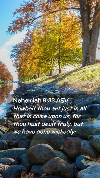 Picture 02 - Nehemiah 9:33 ASV Mobile Phone Wallpaper - Howbeit thou art just in all that is come upon - Mobile Bible Verse Wallpaper