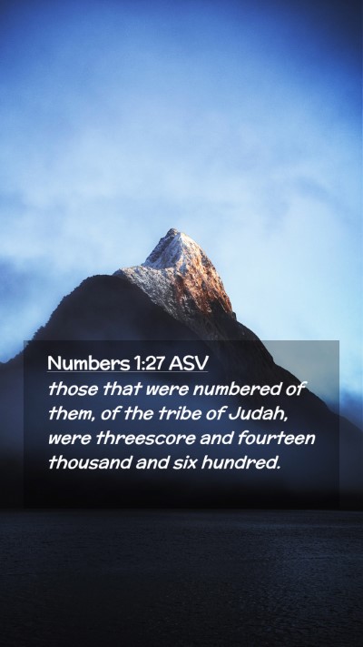 Picture 02 - Numbers 1:27 ASV Mobile Phone Wallpaper - those that were numbered of them, of the tribe of - Mobile Bible Verse Wallpaper