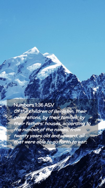 Picture 02 - Numbers 1:36 ASV Mobile Phone Wallpaper - Of the children of Benjamin, their generations, - Mobile Bible Verse Wallpaper