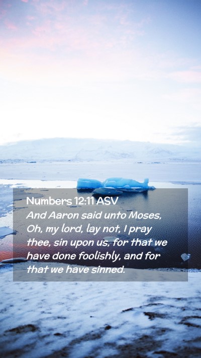 Picture 02 - Numbers 12:11 ASV Mobile Phone Wallpaper - And Aaron said unto Moses, Oh, my lord, lay not, - Mobile Bible Verse Wallpaper