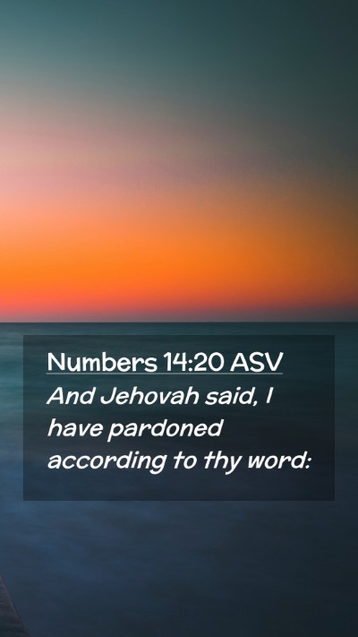 Picture 02 - Numbers 14:20 ASV Mobile Phone Wallpaper - And Jehovah said, I have pardoned according to - Mobile Bible Verse Wallpaper