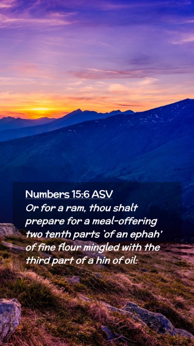 Picture 02 - Numbers 15:6 ASV Mobile Phone Wallpaper - Or for a ram, thou shalt prepare for a - Mobile Bible Verse Wallpaper
