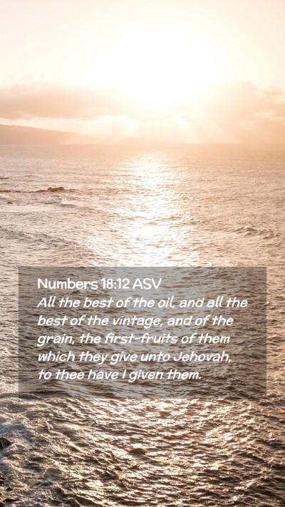 Picture 02 - Numbers 18:12 ASV Mobile Phone Wallpaper - All the best of the oil, and all the best of the - Mobile Bible Verse Wallpaper