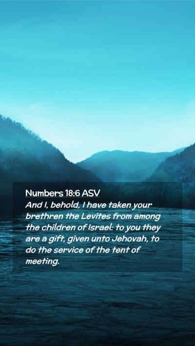 Picture 02 - Numbers 18:6 ASV Mobile Phone Wallpaper - And I, behold, I have taken your brethren the - Mobile Bible Verse Wallpaper