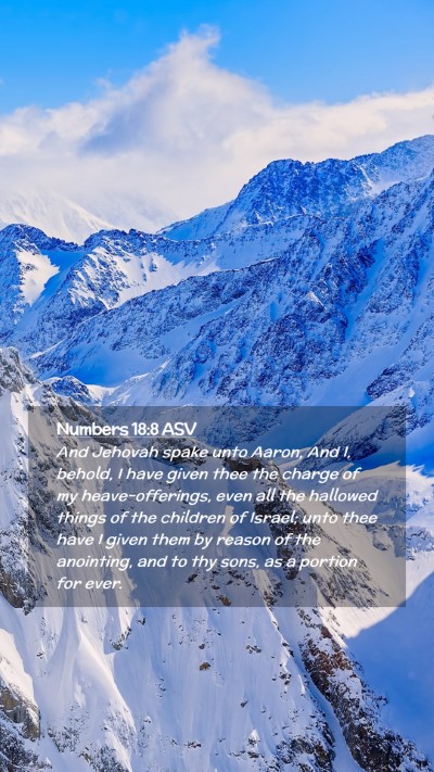 Picture 02 - Numbers 18:8 ASV Mobile Phone Wallpaper - And Jehovah spake unto Aaron, And I, behold, I - Mobile Bible Verse Wallpaper