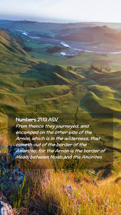 Picture 02 - Numbers 21:13 ASV Mobile Phone Wallpaper - From thence they journeyed, and encamped on the - Mobile Bible Verse Wallpaper