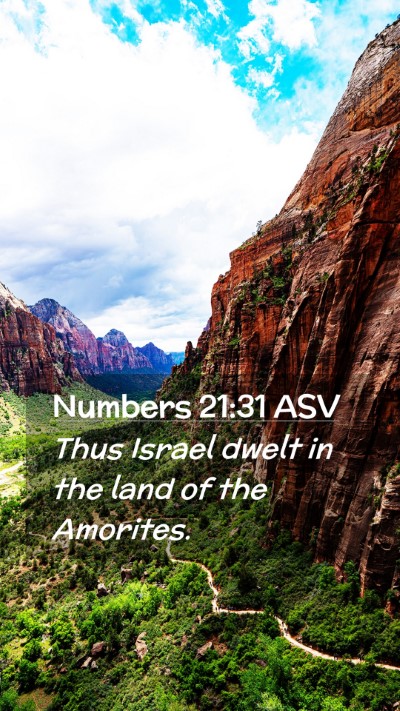 Picture 02 - Numbers 21:31 ASV Mobile Phone Wallpaper - Thus Israel dwelt in the land of the - Mobile Bible Verse Wallpaper